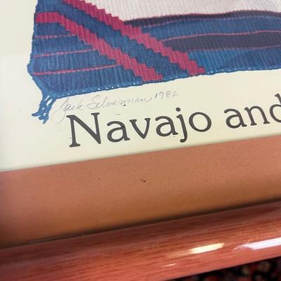 Signed and Framed Navajo Weaving Poster 