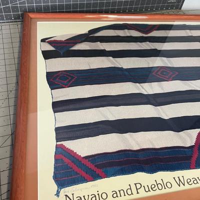 Signed and Framed Navajo Weaving Poster 