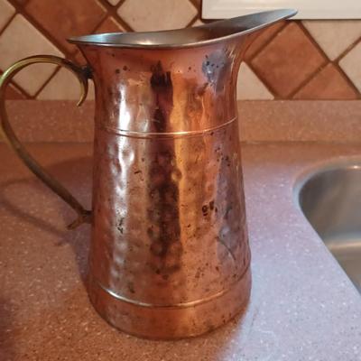 Vintage Copper and Brass Serving Pitcher