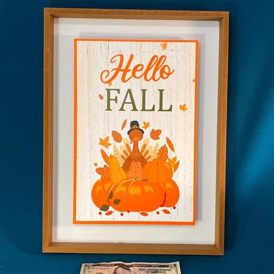 â€œHELLO FALLâ€ CUTE PUMPKIN, TURKEY SIGN NEW IN BOX