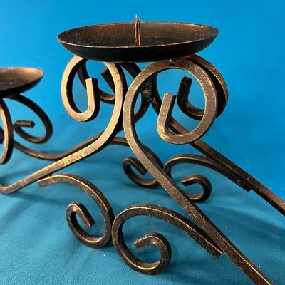 HAUNTED HOUSE DECOR IRON SCROLLED 3-CANDLE CANDELABRA