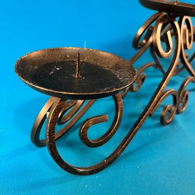 HAUNTED HOUSE DECOR IRON SCROLLED 3-CANDLE CANDELABRA