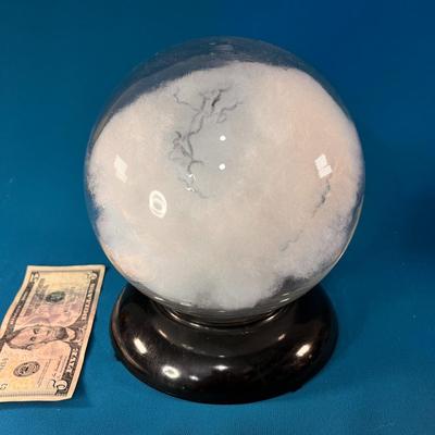FORTUNE TELLING GLASS CRYSTAL BALL ON BLACK BASE