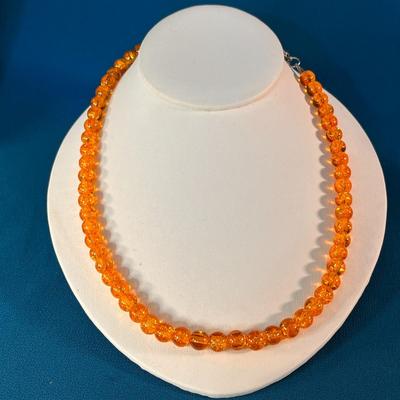 PUMPKIN COLORED GLASS BEAD NECKLACE