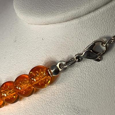 PUMPKIN COLORED GLASS BEAD NECKLACE