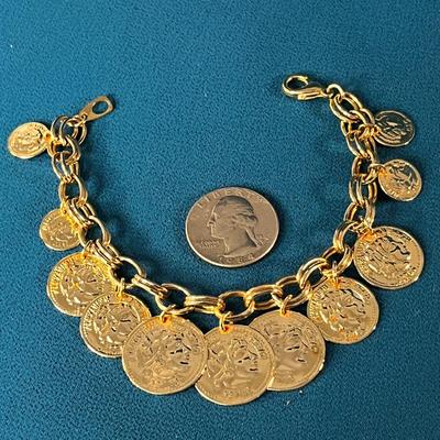 ALEXANDER THE GREAT DANGLY COIN BRACELET