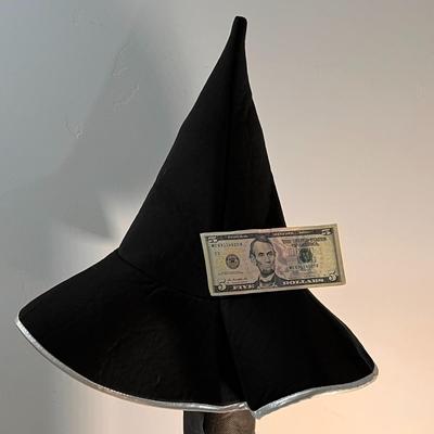 BLACK, SILVER and PURPLE FOAMY WITCHâ€™S HAT