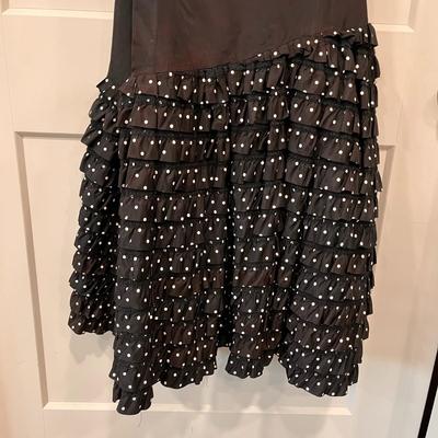 FUN BLACK WHITE POLKA DOT DRESS RUFFLES GALORE