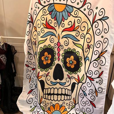 LARGE SILKY â€œDAY OF THE DEADâ€ TABLECLOTH/ WALL HANGING