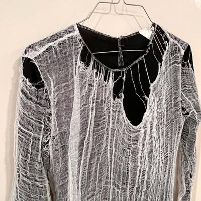 CHILDâ€™S ZOMBIE/MONSTER DRESS BLACK GOWN w/ GREY SHREDDED OVERLAY