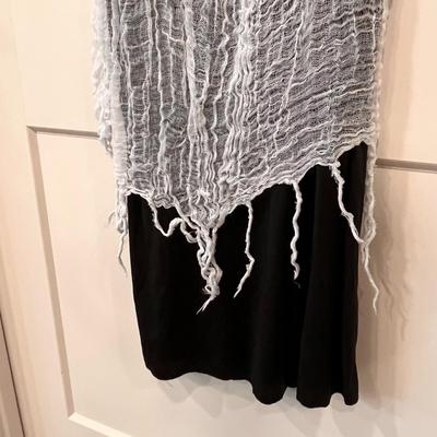 CHILDâ€™S ZOMBIE/MONSTER DRESS BLACK GOWN w/ GREY SHREDDED OVERLAY