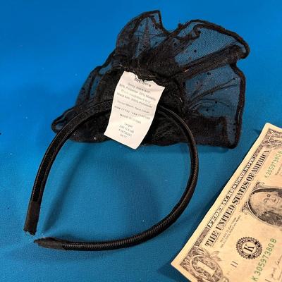 MINI WITCHâ€™S HAT HEADBAND BLACK POLKA DOT