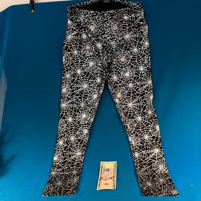 SILVER ON BLACK SPIDER WEB LEGGINGS 