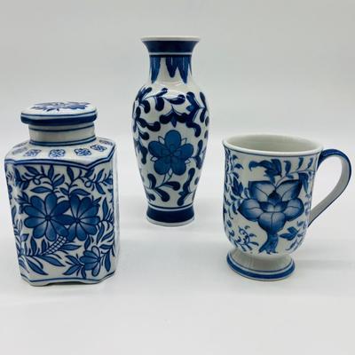 Vintage Cobalt Blue and White Floral Tea Set Plus More