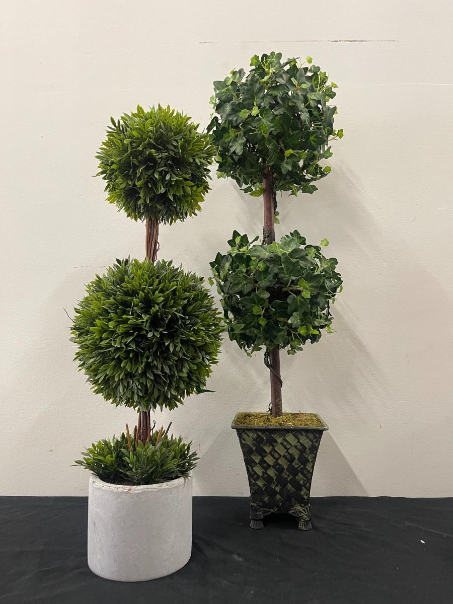 Set of 2 Artificial Ball Topiaries | EstateSales.org