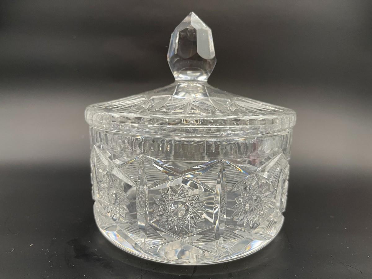 Vintage Cut Glass Vanity Box with Lid