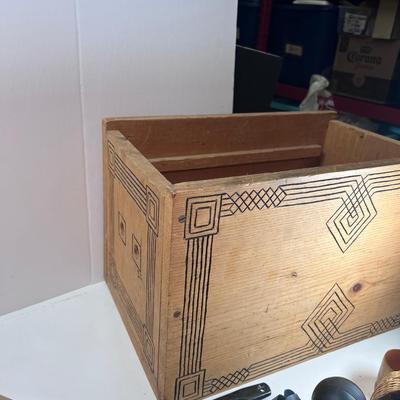Large custom wood crate with collectible kitchen and other items