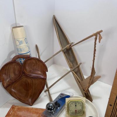Large custom wood crate with collectible kitchen and other items