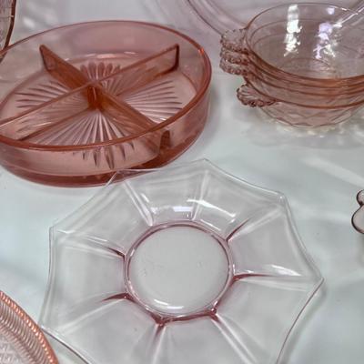 22 pieces of Pink 1932 glass