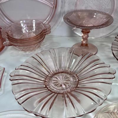 22 pieces of Pink 1932 glass