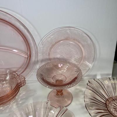 22 pieces of Pink 1932 glass