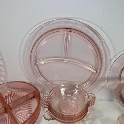 22 pieces of Pink 1932 glass