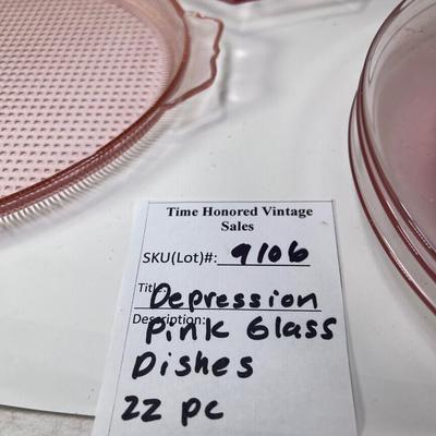 22 pieces of Pink 1932 glass