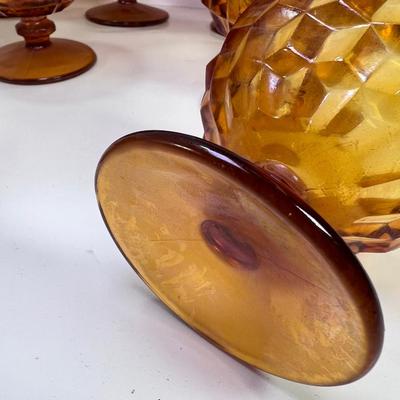 1970s  Vintage Amber glass Indiana  Whitehall  Coupe  Ice cream cups 12