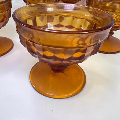 1970s  Vintage Amber glass Indiana  Whitehall  Coupe  Ice cream cups 12