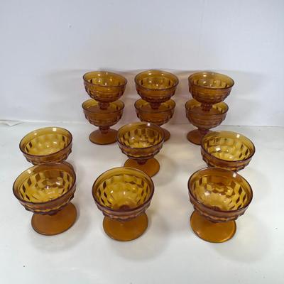 1970s  Vintage Amber glass Indiana  Whitehall  Coupe  Ice cream cups 12