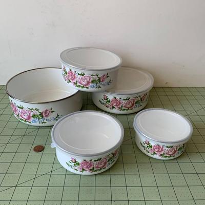 Floral Metal Mixing Bowls