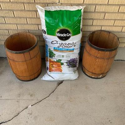 Barrel Pots and Potting Mix