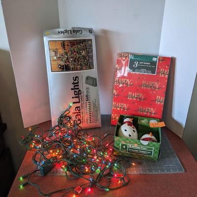 Christmas Lights, Tealights, and Gift Boxes