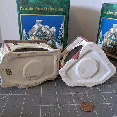 Porcelain House Candle Holders