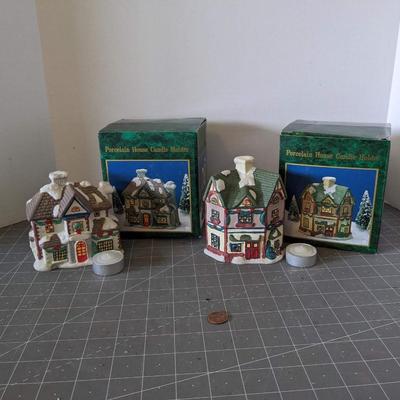 Porcelain House Candle Holders
