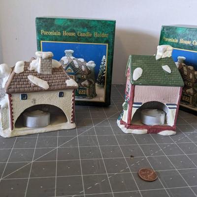 Porcelain House Candle Holders