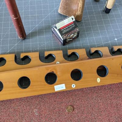 Pool Cue Rack, BB Gun, and Fishing Rod Bundle