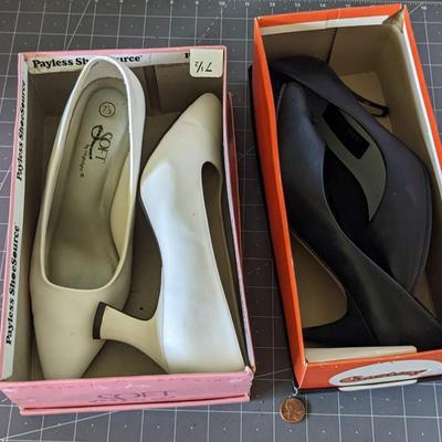 White and Black Pumps