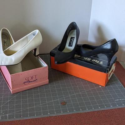 White and Black Pumps