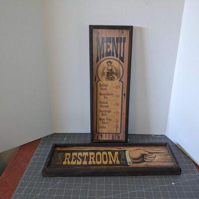 Menu and Restroom Signs