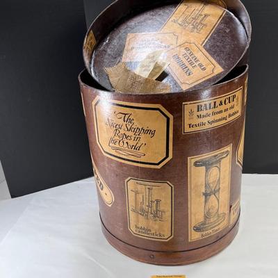 Large English Reproduction Cylindrical Thread Bobbin Box