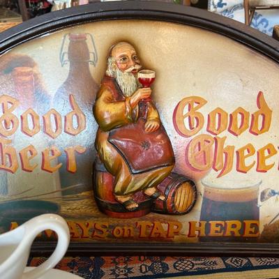 1960 TEPCO, Restaurant ceramic set. Monk, Friar with Fish logo plates, Cups Bowls, platters, tarter, gravy boats, Large Friar beer Sign
