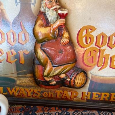 1960 TEPCO, Restaurant ceramic set. Monk, Friar with Fish logo plates, Cups Bowls, platters, tarter, gravy boats, Large Friar beer Sign