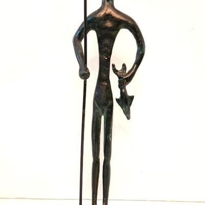 Lot #17 Warrior with Fish and Spear Sculpture