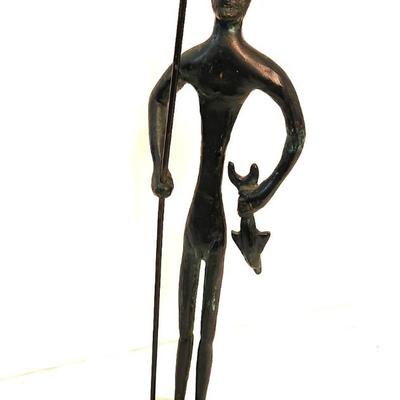 Lot #17 Warrior with Fish and Spear Sculpture