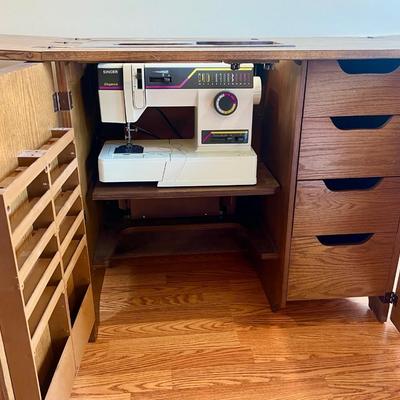 Solid Wood Sewing Cabinet With Singer 9430 Sewing Machine *Read Details*