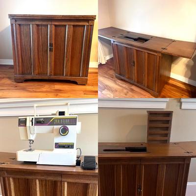 Solid Wood Sewing Cabinet With Singer 9430 Sewing Machine *Read Details*