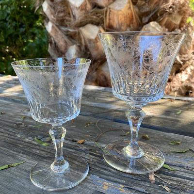 Baccarat Etched Parme Port Wine Glasses Set of 12