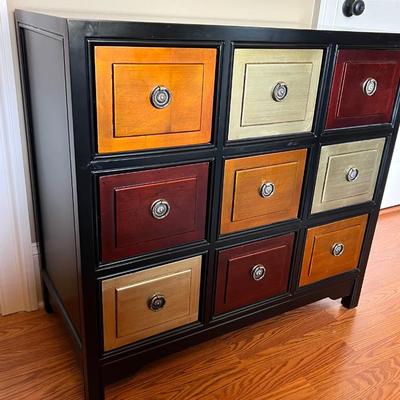 9 Drawer Multi Colored Accent Table