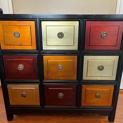 9 Drawer Multi Colored Accent Table